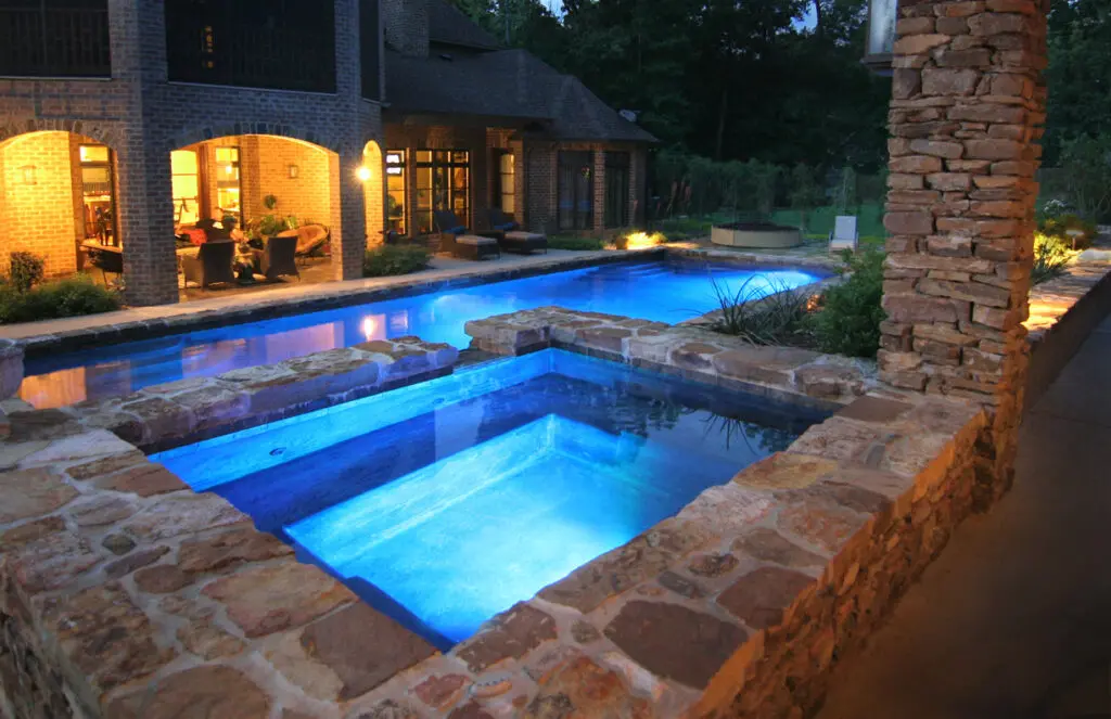 Pools with blue lights